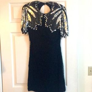 Vintage Scala silk beaded sequined cocktail dress Size Small